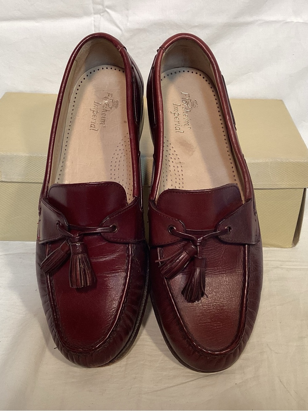 Florsheim Imperial Vintage Men's Burgundy Leather Tassel Loafers Size 8 1/2